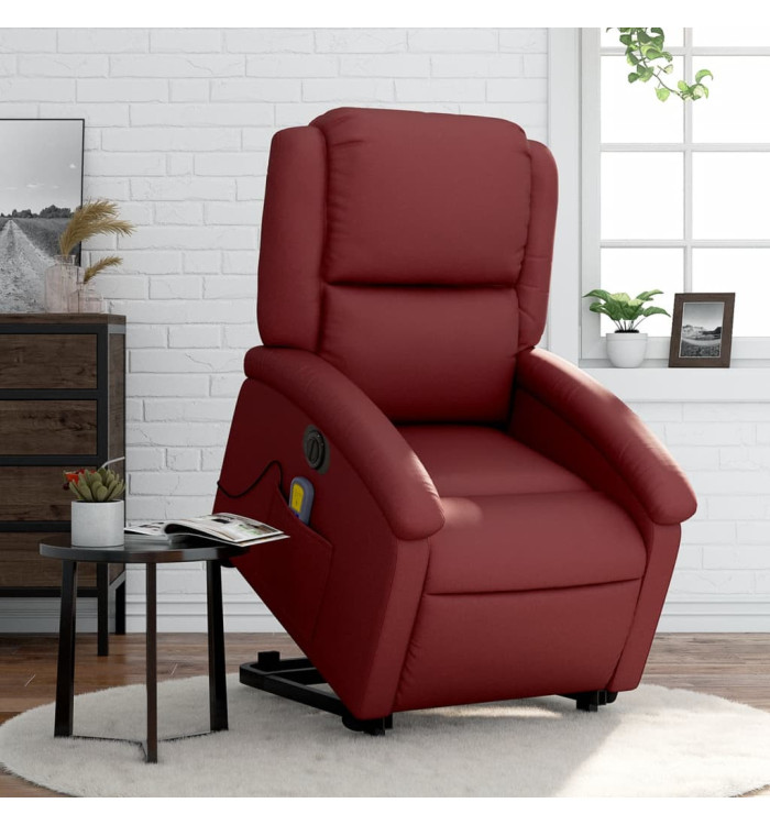 Fauteuil inclinable de massage électrique rouge bordeaux | Mobilier & Déco