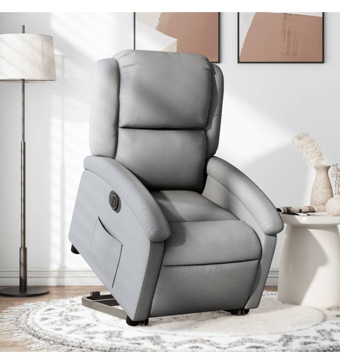 Fauteuil inclinable électrique gris clair tissu | Mobilier & Déco