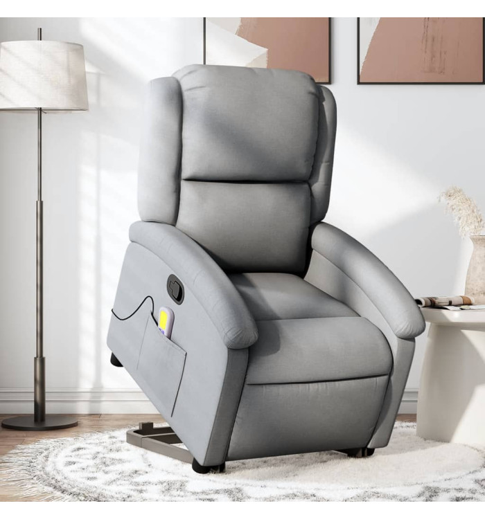 Fauteuil de massage inclinable Gris clair Tissu | Mobilier & Déco