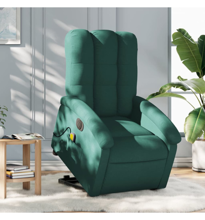 Fauteuil inclinable de massage électrique Vert foncé Tissu | Mobilier & Déco