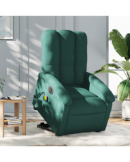 Fauteuil inclinable de massage électrique Vert foncé Tissu | Mobilier & Déco