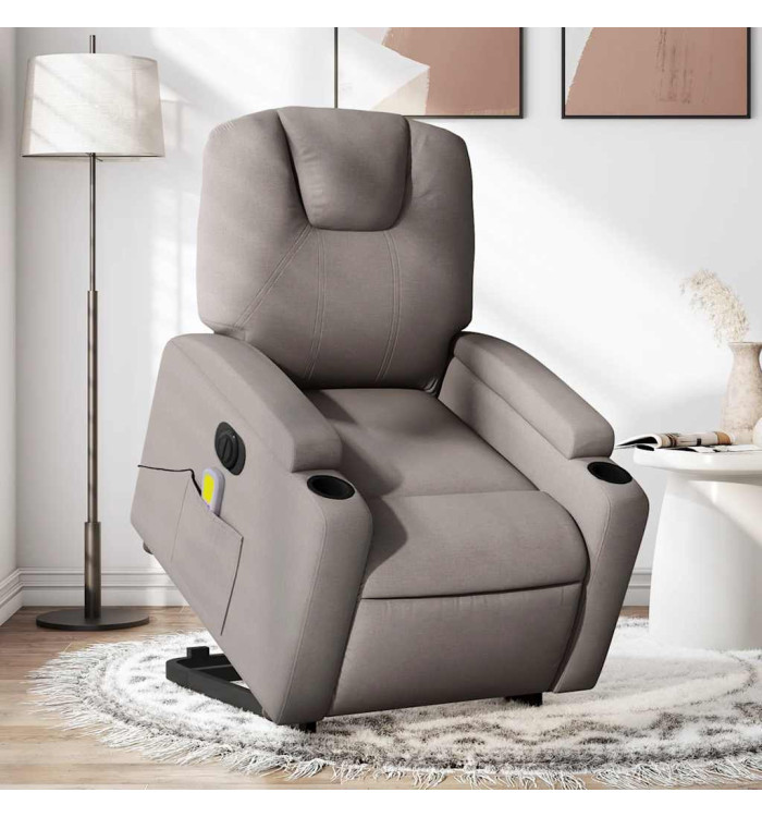 Fauteuil inclinable de massage électrique Taupe Tissu | Mobilier & Déco