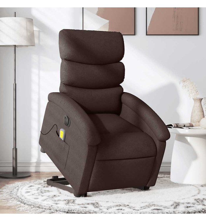 Fauteuil inclinable de massage électrique Marron foncé Tissu | Mobilier & Déco