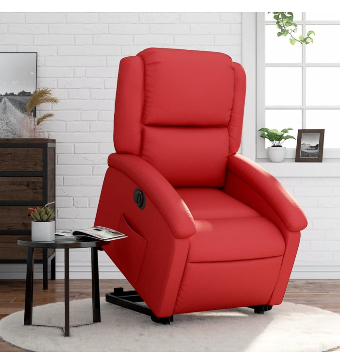 Fauteuil inclinable électrique rouge similicuir | Mobilier & Déco