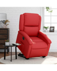 Fauteuil inclinable électrique rouge similicuir | Mobilier & Déco