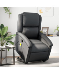 Fauteuil inclinable de massage noir cuir véritable | Mobilier & Déco