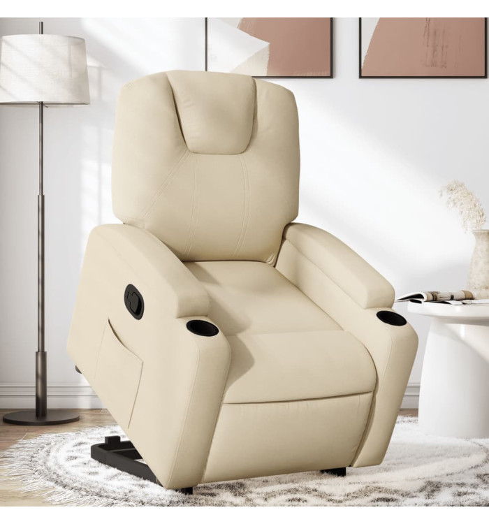 Fauteuil inclinable Crème Tissu | Mobilier & Déco