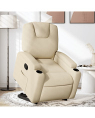 Fauteuil inclinable Crème Tissu | Mobilier & Déco