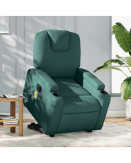 Fauteuil inclinable de massage électrique Vert foncé Tissu | Mobilier & Déco