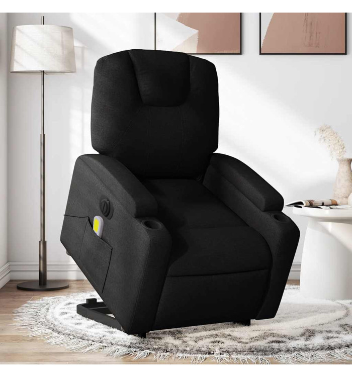 Fauteuil inclinable de massage électrique Noir Tissu | Mobilier & Déco