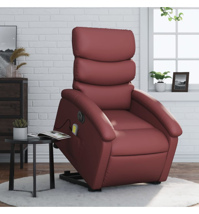 Fauteuil inclinable de massage électrique rouge bordeaux | Mobilier & Déco
