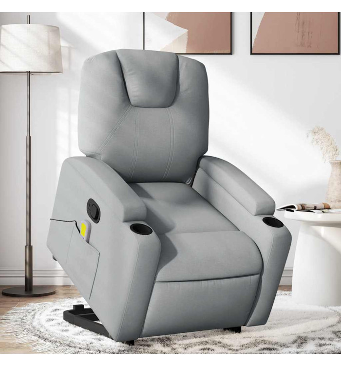 Fauteuil de massage inclinable Gris clair Tissu | Mobilier & Déco