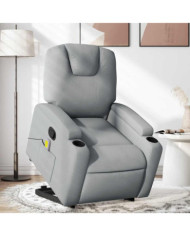 Fauteuil de massage inclinable Gris clair Tissu | Mobilier & Déco