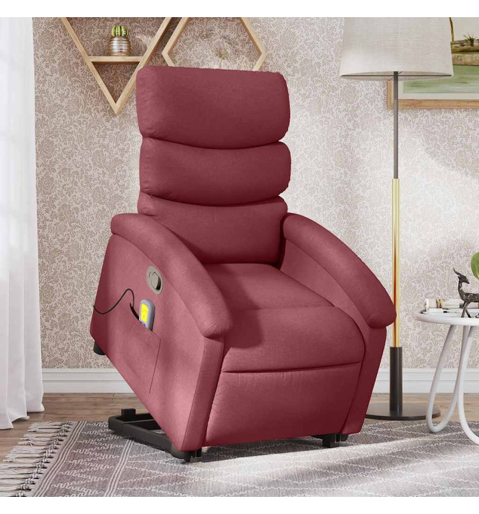 Fauteuil inclinable de massage Rouge bordeaux Tissu | Mobilier & Déco