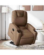 Fauteuil inclinable électrique marron tissu | Mobilier & Déco