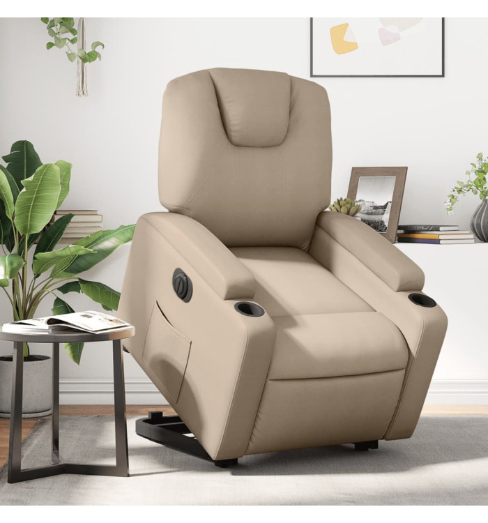 Fauteuil inclinable électrique cappuccino similicuir | Mobilier & Déco