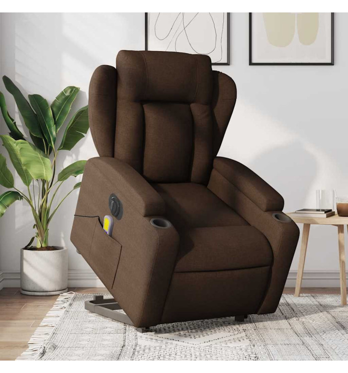 Fauteuil inclinable de massage électrique Marron Tissu | Mobilier & Déco