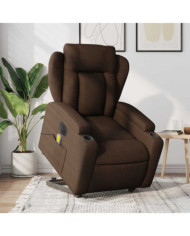 Fauteuil inclinable de massage électrique Marron Tissu | Mobilier & Déco