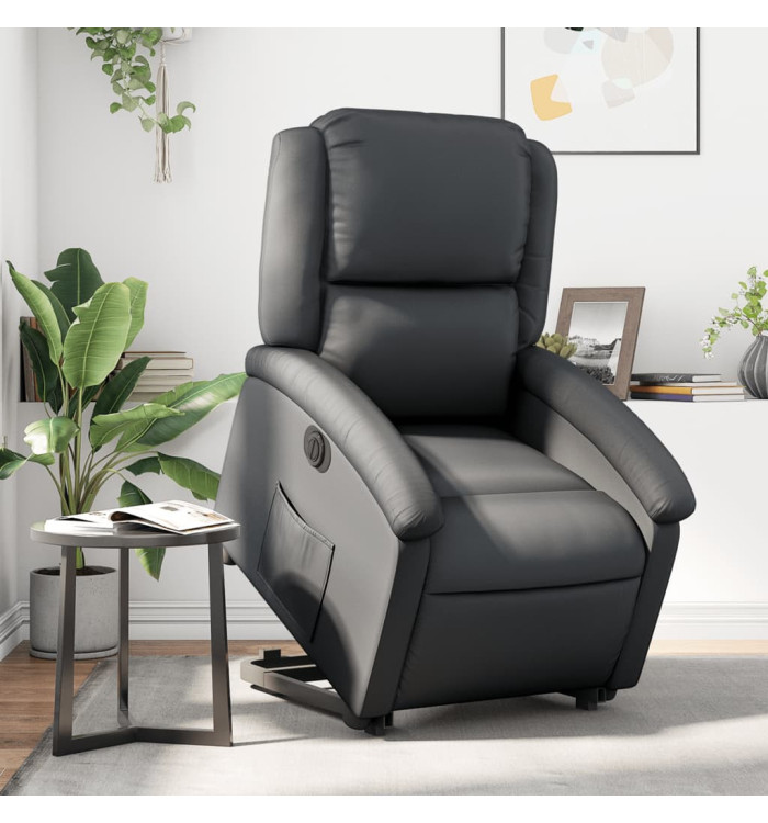 Fauteuil inclinable électrique noir cuir véritable | Mobilier & Déco