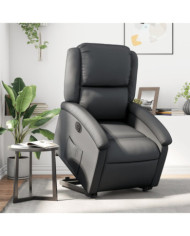 Fauteuil inclinable électrique noir cuir véritable | Mobilier & Déco