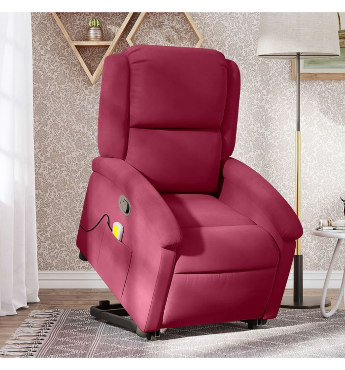 Fauteuil de massage inclinable Rouge bordeaux Velours | Mobilier & Déco