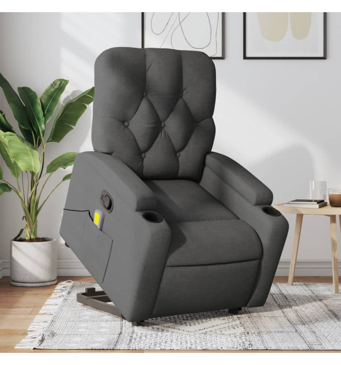 Fauteuil de massage inclinable Gris foncé Tissu | Mobilier & Déco