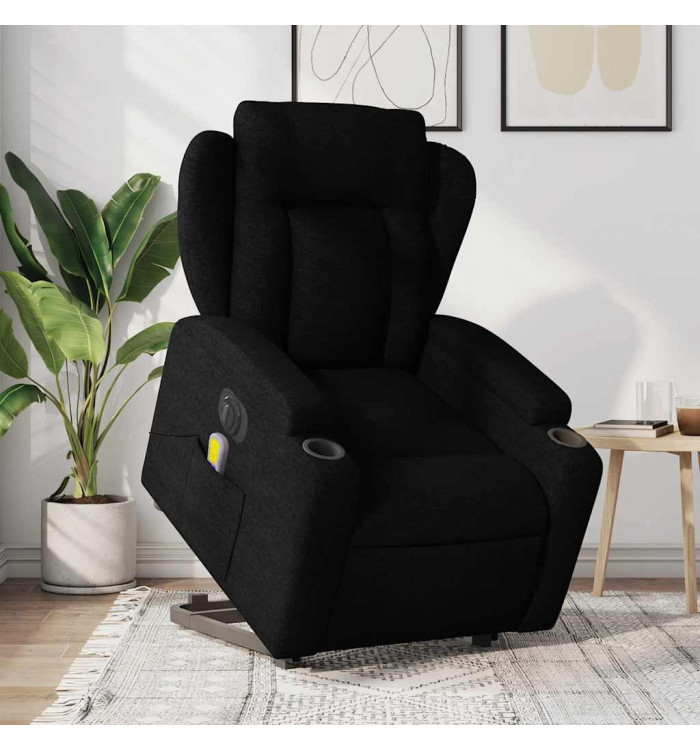 Fauteuil inclinable de massage électrique Noir Tissu | Mobilier & Déco