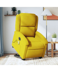 Fauteuil inclinable de massage électrique jaune velours | Mobilier & Déco
