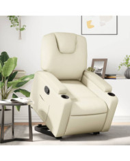 Fauteuil inclinable Crème Similicuir | Mobilier & Déco