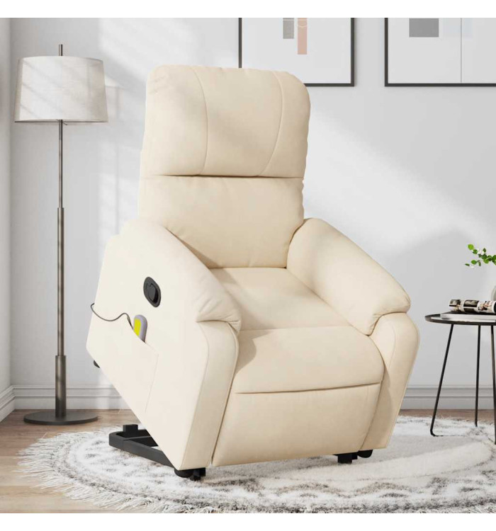 Fauteuil inclinable de massage beige tissu microfibre | Mobilier & Déco