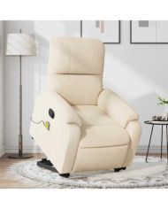 Fauteuil inclinable de massage beige tissu microfibre | Mobilier & Déco