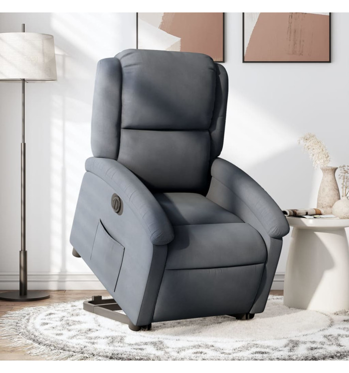Fauteuil inclinable électrique gris foncé velours | Mobilier & Déco