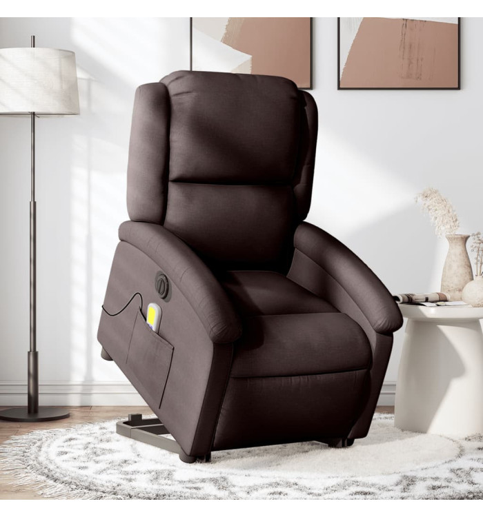 Fauteuil inclinable de massage électrique Marron foncé Tissu | Mobilier & Déco