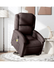 Fauteuil inclinable de massage électrique Marron foncé Tissu | Mobilier & Déco