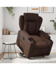 Fauteuil inclinable électrique marron similicuir | Mobilier & Déco