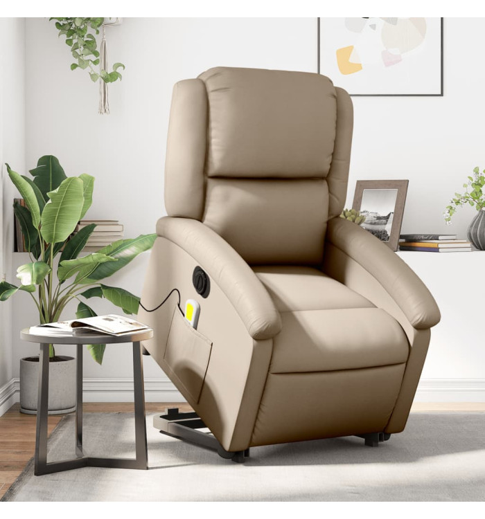 Fauteuil inclinable de massage électrique cappuccino similicuir | Mobilier & Déco