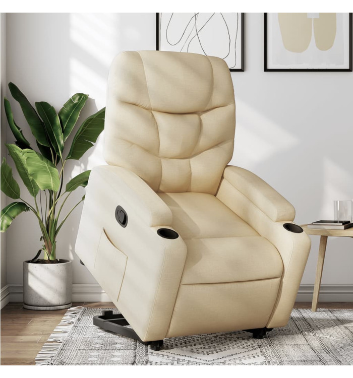 Fauteuil inclinable Crème Tissu | Mobilier & Déco