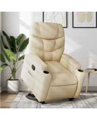 Fauteuil inclinable Crème Tissu | Mobilier & Déco