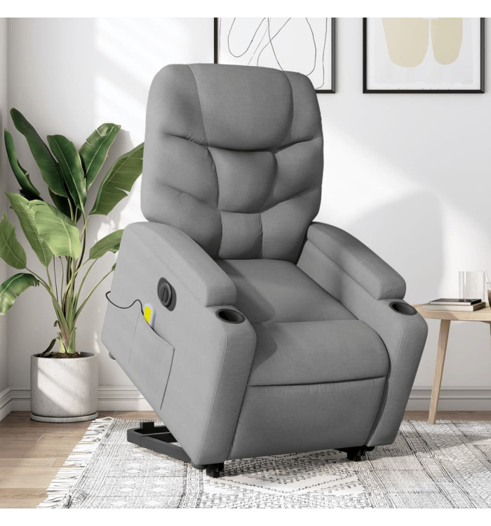 Fauteuil inclinable de massage électrique Gris clair Tissu | Mobilier & Déco