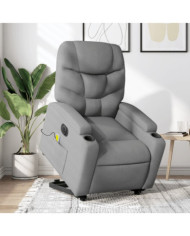 Fauteuil inclinable de massage électrique Gris clair Tissu | Mobilier & Déco
