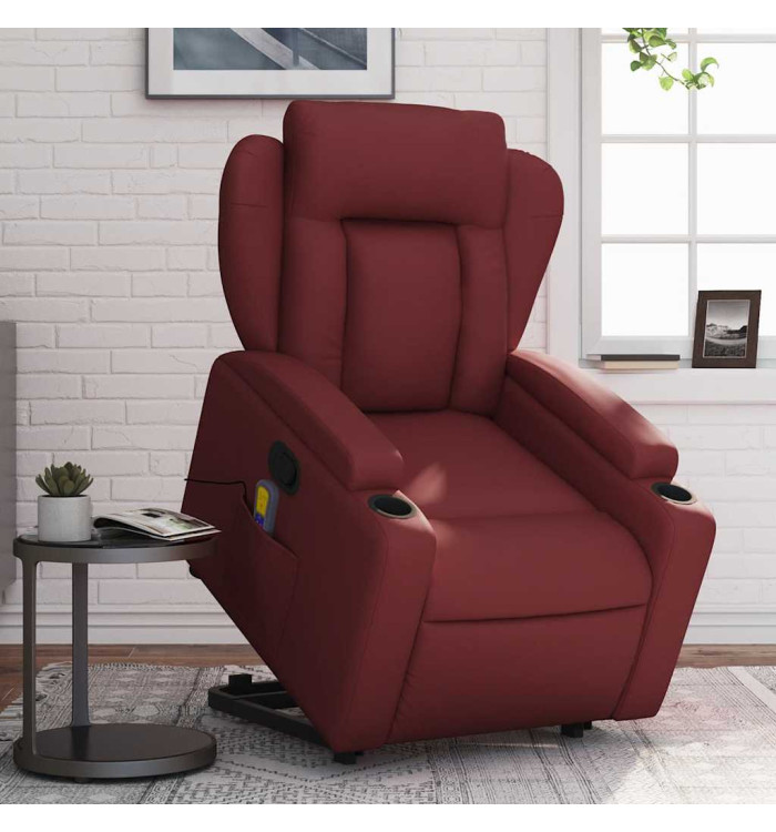 Fauteuil inclinable de massage Rouge bordeaux Similicuir | Mobilier & Déco