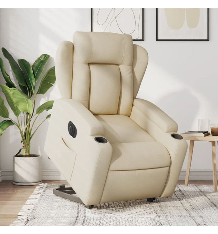 Fauteuil inclinable électrique crème tissu | Mobilier & Déco