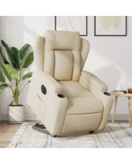 Fauteuil inclinable électrique crème tissu | Mobilier & Déco