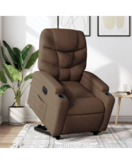 Fauteuil inclinable électrique marron tissu | Mobilier & Déco