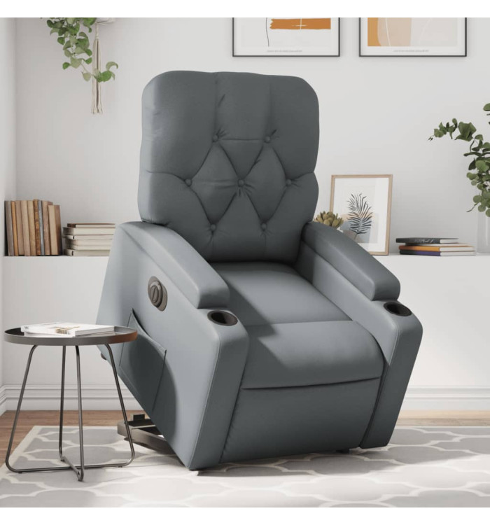 Fauteuil inclinable électrique gris similicuir | Mobilier & Déco