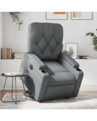 Fauteuil inclinable électrique gris similicuir | Mobilier & Déco