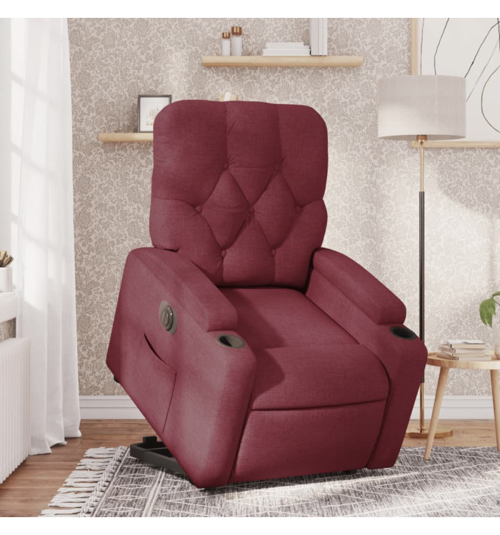 Fauteuil inclinable électrique rouge bordeaux tissu | Mobilier & Déco