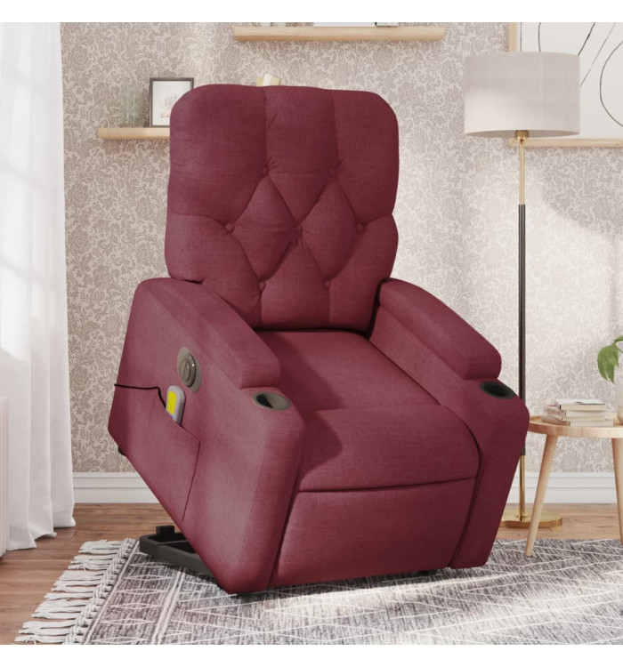 Fauteuil inclinable de massage électrique Rouge bordeaux Tissu | Mobilier & Déco