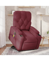 Fauteuil inclinable de massage électrique Rouge bordeaux Tissu | Mobilier & Déco