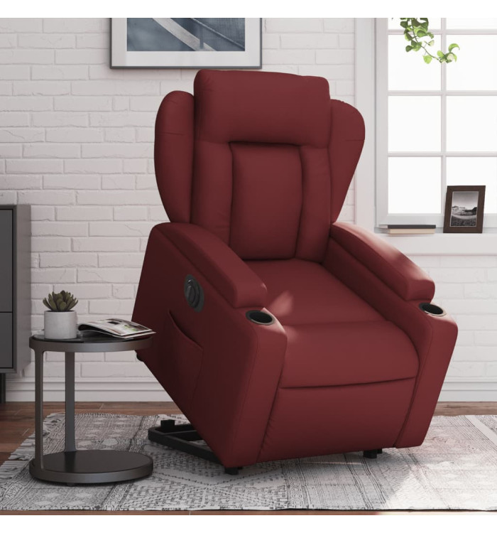 Fauteuil inclinable électrique rouge bordeaux similicuir | Mobilier & Déco